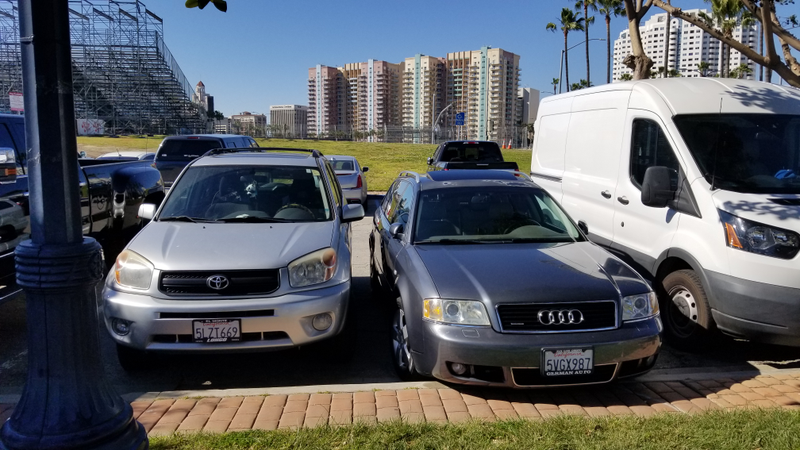 I love this car for this reason. I would have never parked my GTO this close to the asshole parked 3 feet from the truck and way over my line, but because this car is so small I could still fit and fully block their door.